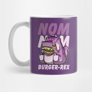 Hungry Cute Tyrannosaurus Rex munching a Burger Hungrily Mug